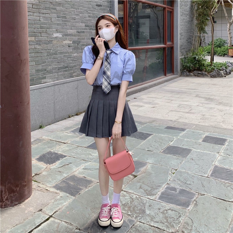 Áo sơ mi COZOKC tay ngắn dáng ôm kiểu đơn giản thời trang