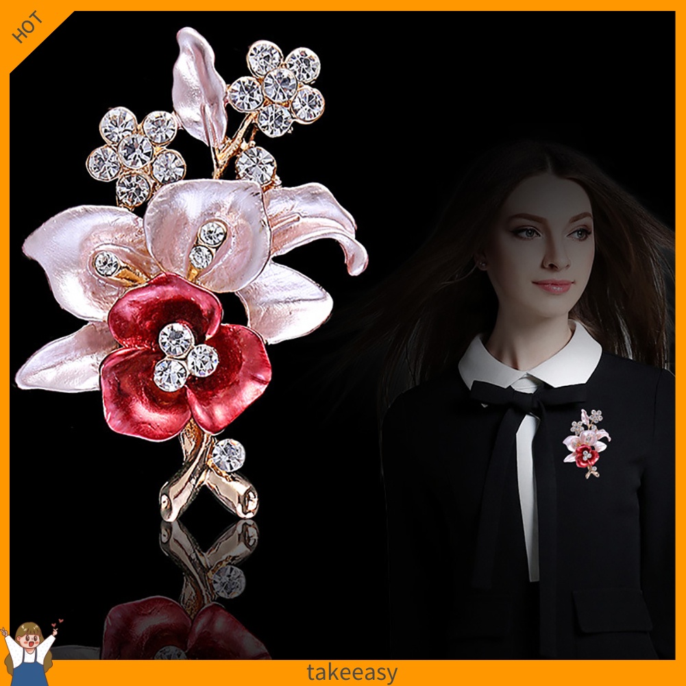 Ghim Cài Áo Hình Bông Hoa Đính Đá Nhân Tạo Thời Trang