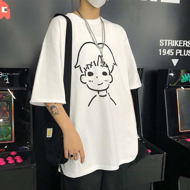 Áo Thun Đôi Nam Nữ Oversize Tay Lỡ Cotton Dày Mịn