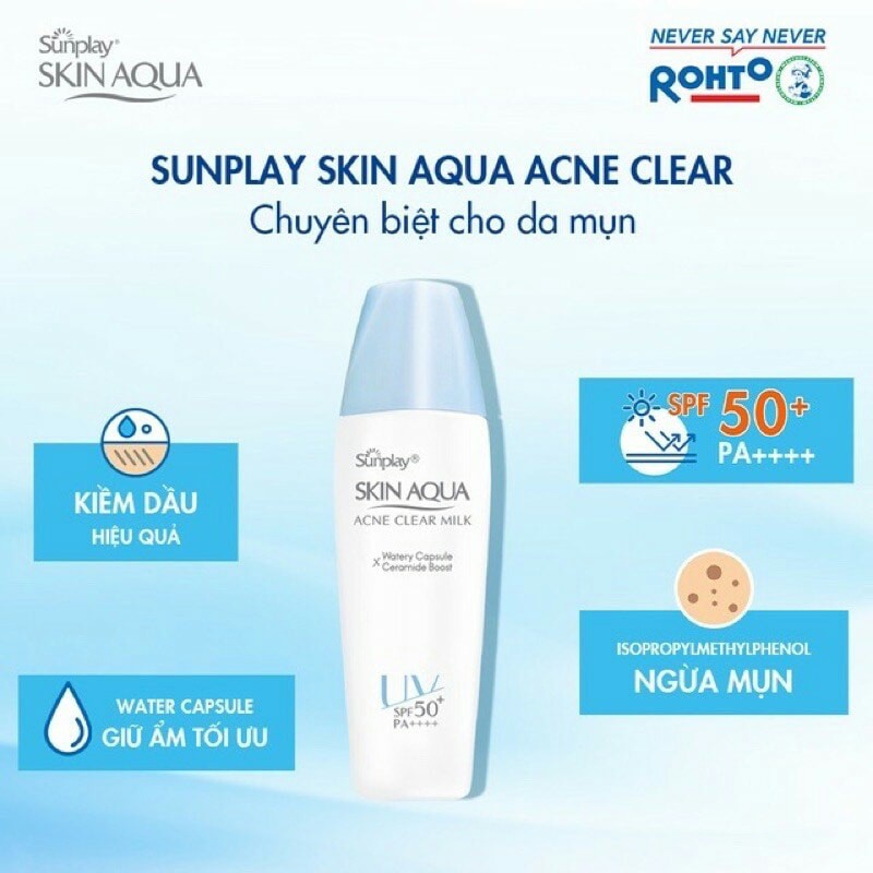 Sữa Chống Nắng Dưỡng Da Ngừa Mụn Sunplay Skin Aqua Acne Clear Milk SPF50 25g