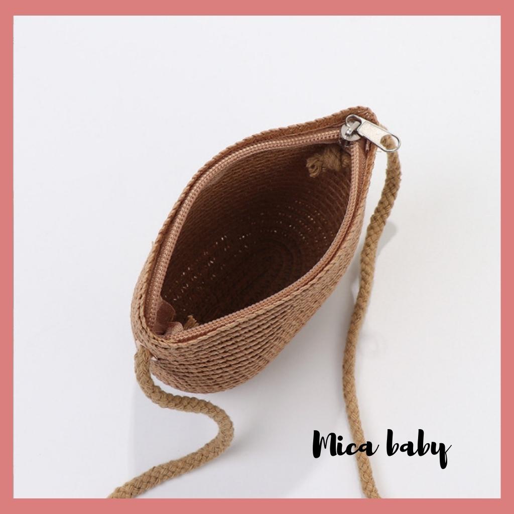 Túi cói thời trang đeo chéo họa tiết mắt chim dễ thương cho bé TC08 Mica Baby