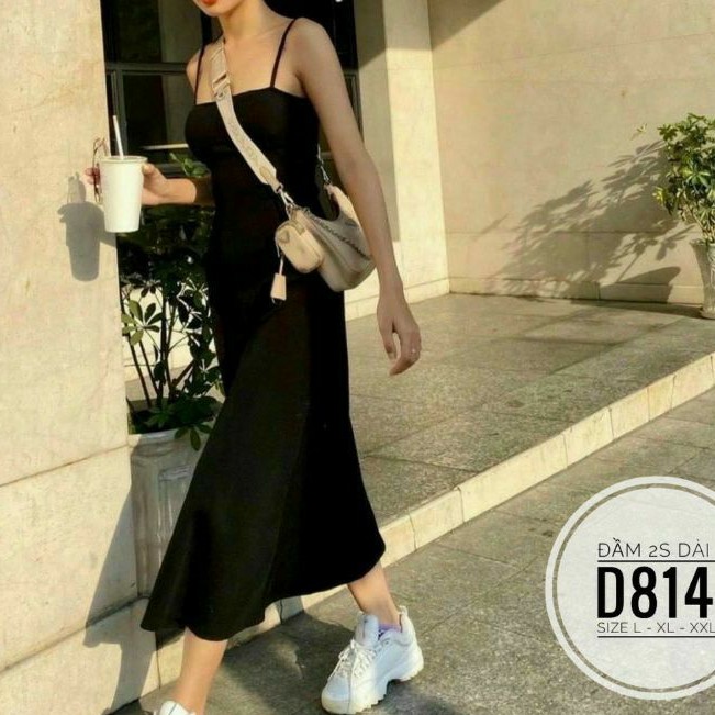 Đầm big size hai dây dáng dài từ 60kg-90kg
