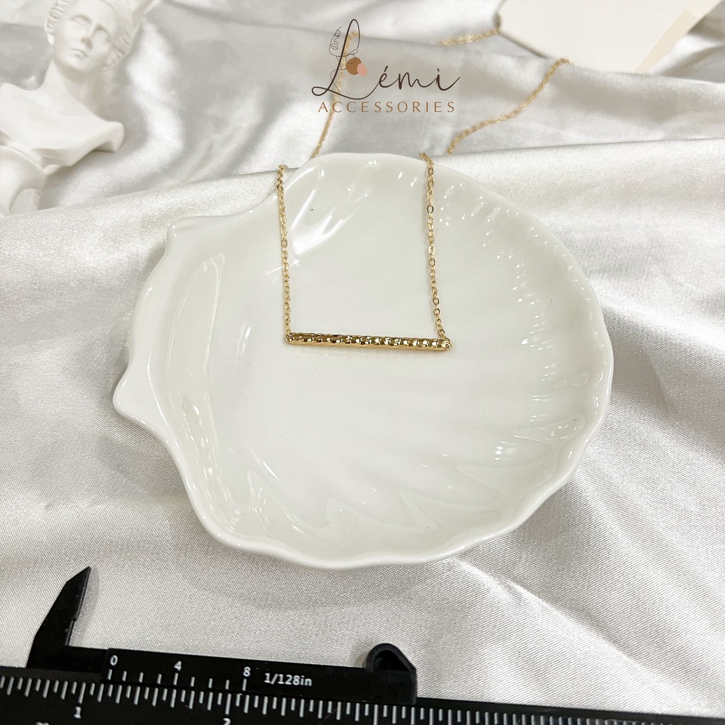 Vòng cổ nữ mặt thanh ngang cắt Diamond lấp lánh thời trang Hàn Quốc Lémi accessories