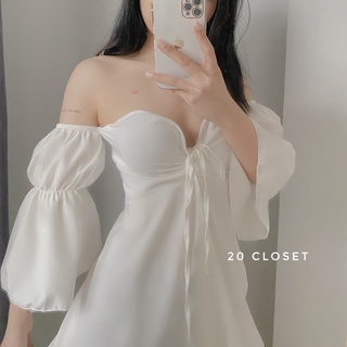 ( Ảnh thật mẫu tự chụp ) Đầm nàng thơ trắng rút dây