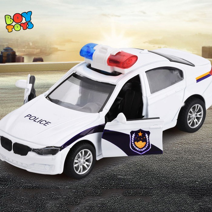 Bộ đồ chơi mô hình xe cảnh sát hợp kim 1:32 có nhạc và đèn cho bé thỏa sức vui chơi