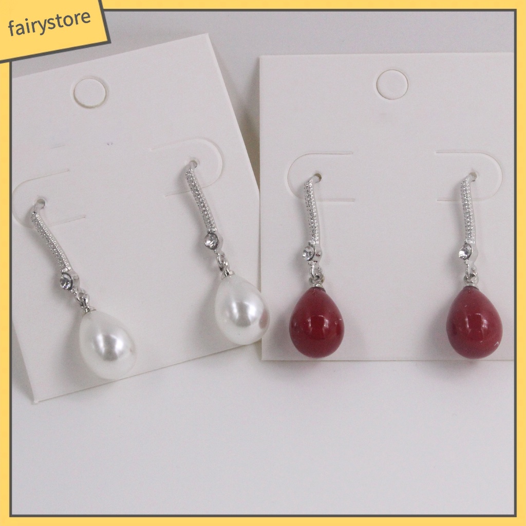 1 Đôi Bông Tai Hình Oval Đính Ngọc Trai Giả Lấp Lánh