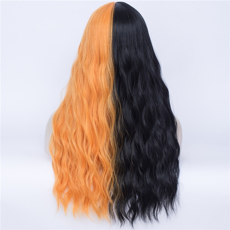 Women'S Fashion Gradient Color Straight Bangs Corn Hot Big Wave Curly Hair Wig