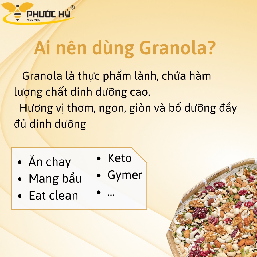 Granola siêu hạt ngũ cốc mật ong ăn kiêng giảm cân thơm ngon tiện lợi 500gr