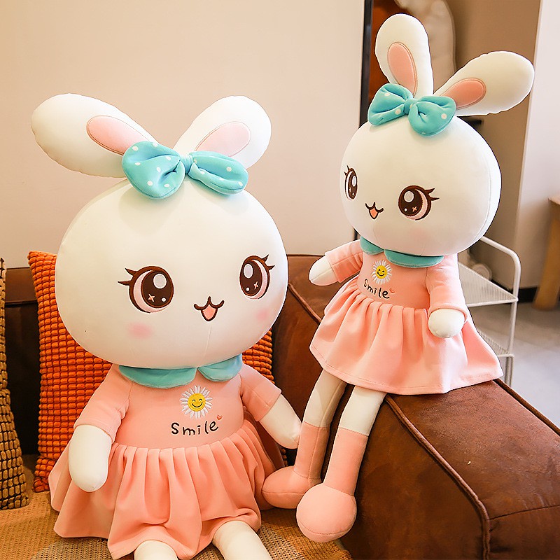 Gấu bông thỏ Smile váy hồng BUG BUG kích thước 55-65-80-100cm