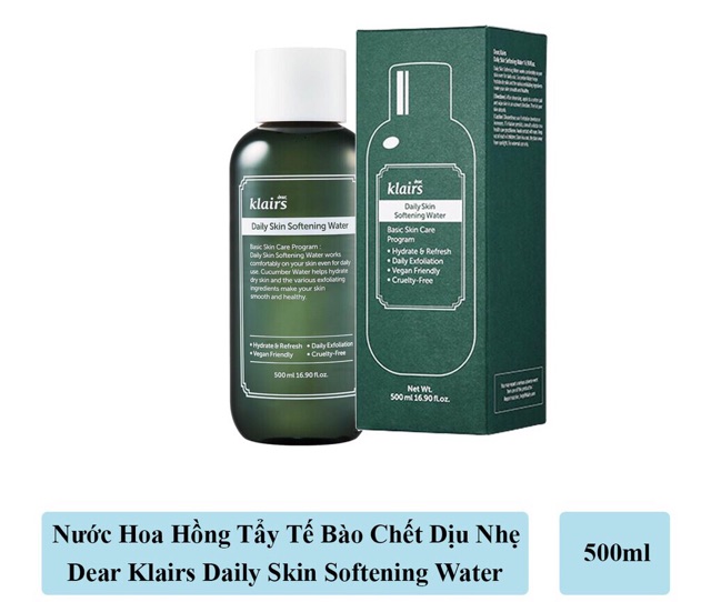 [Mã 153FMCGSALE1 giảm 10% đơn 250K] Nước Hoa Hồng Dịu Da Klairs Daily Skin Softening Water 500ml [Hộp Xanh] | BigBuy360 - bigbuy360.vn