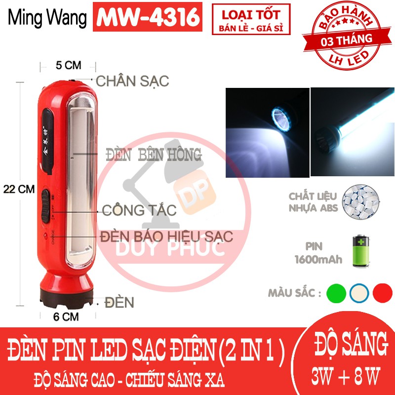 ĐÈN PIN LED SẠC ĐIỆN SIÊU SÁNG 2 TRONG 1 ĐA NĂNG - LOẠI LỚN VÀ NHỎ