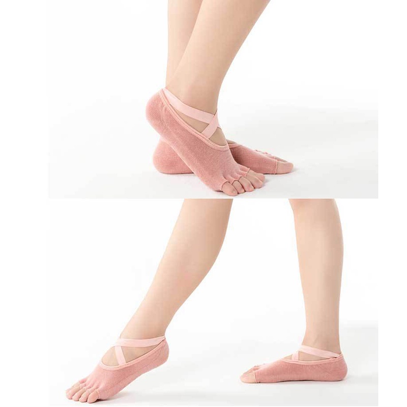 Colorful Anti Skid Five Finger Yoga Socks Women Silicone No-Slip Hosiery Ballet Dance Sports Socks Cotton Gym Fitness Pilates Socks