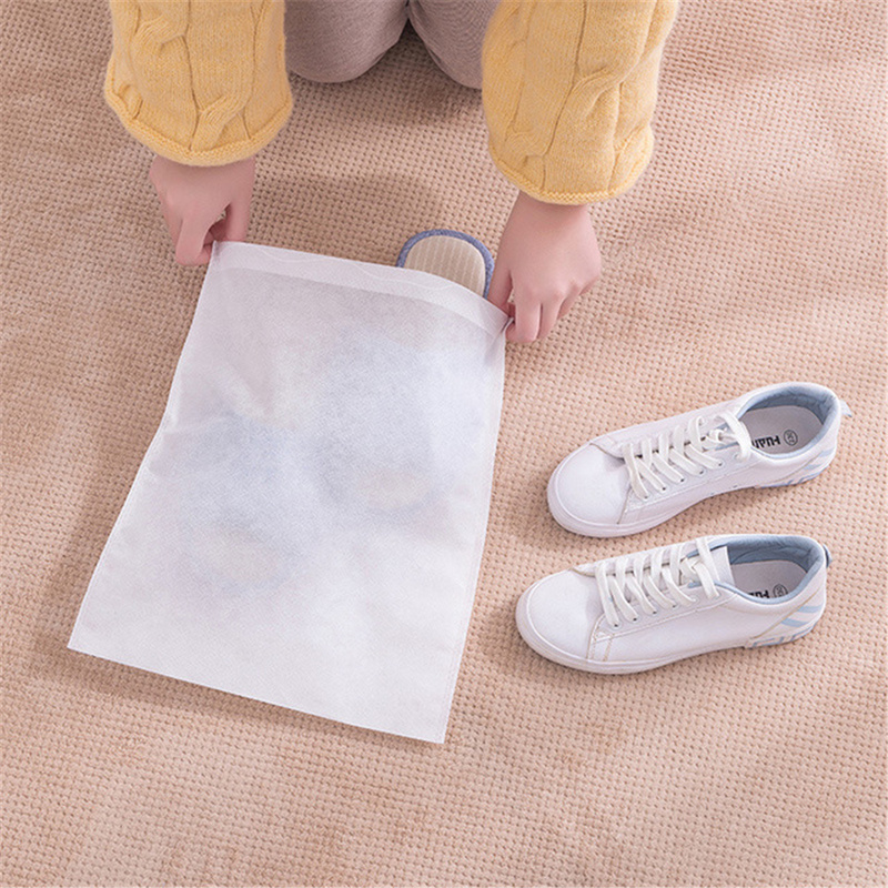 White Non-woven Drawstring Shoe Bag/ Shoe Dust Covers Travel-Dust Boot Storage Organizer/ Foldable High Capacity Container Bag/ Household Storage