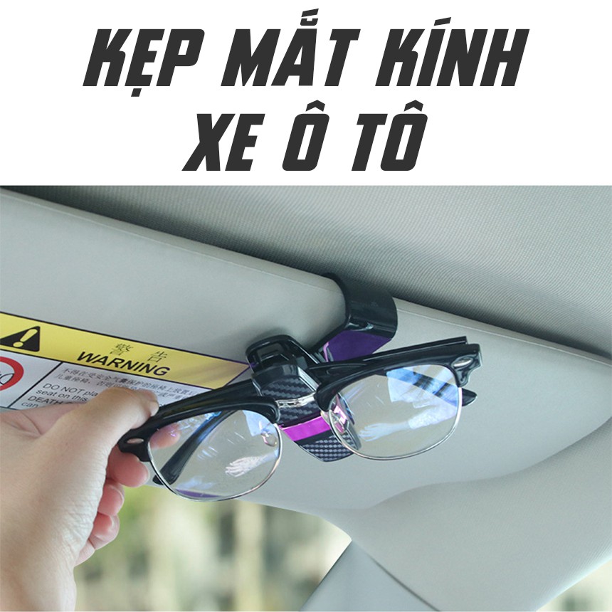 Kẹp Giữ Mắt Kính Trên Ô Tô, Kẹp Kính Mắt,Giá Kẹp Kính Mắt Cao Cấp Vân Carbon Kèm Mút Xốp Không Làm Xước Kính