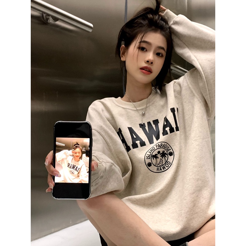 Áo Thun Nữ Dài Tay Cổ Tròn In Hình Mới