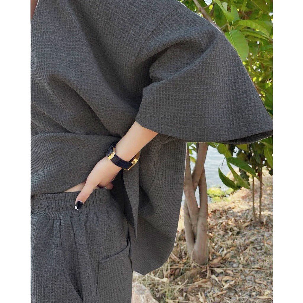 Set bộ áo thun quần đùi nam nữ polo trơn basic chất xốp tổ ong mềm mát form suông rộng phong cách Hàn Quốc unisex MStore