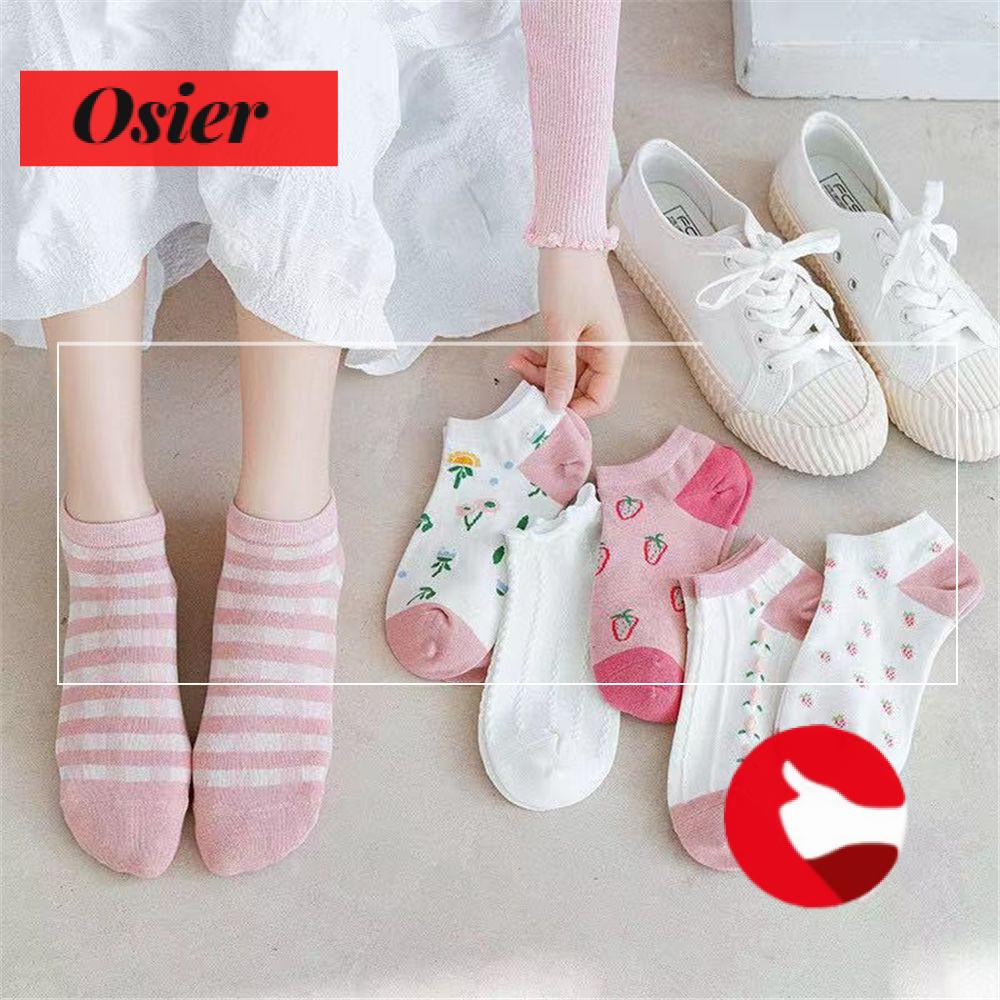 Vớ Cổ Thấp In Họa Tiết Dâu Tây Dễ Thương Thời Trang Cho Nữ