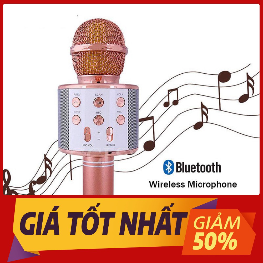 [Sale toàn shop] Míc kèm loa hát karaok W858 kết nối nhanh chóng,âm thanh sống động