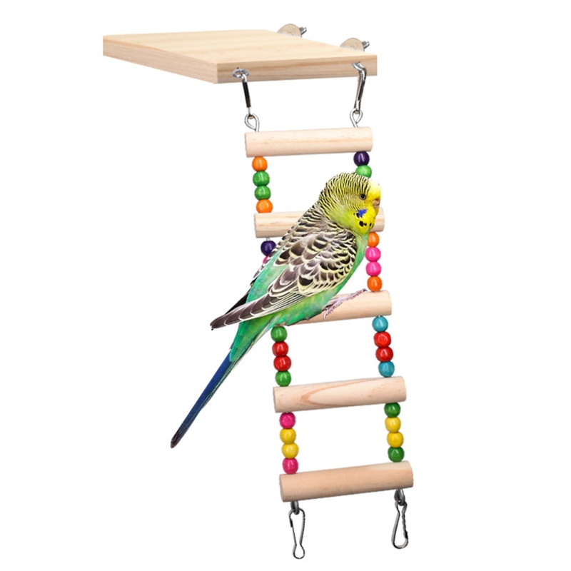 QQ Bộ Đồ Chơi Cầu Thang Đứng Bằng Gỗ Dùng Huấn Luyện Chim Vẹt/ Hamster