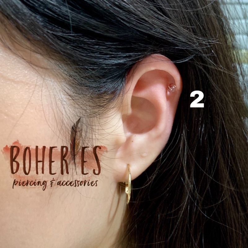 Boheries/Khuyên trong suốt, khuyên bioflex, khuyên nhựa vô trùng không kích ứng