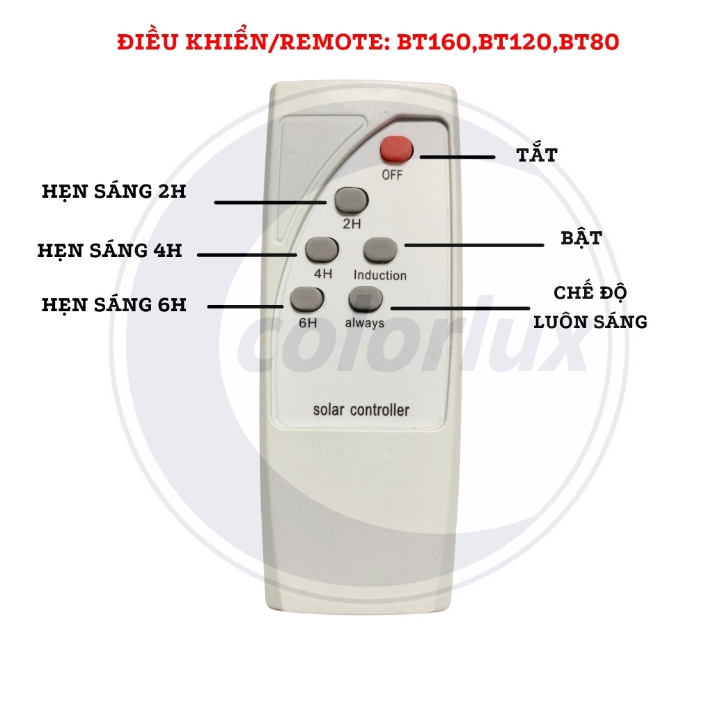 Đèn Đường Cao Áp Ngoài Trời Năng Lượng Mặt Trời COLORLUX Liền Khối Chống Nước IP65