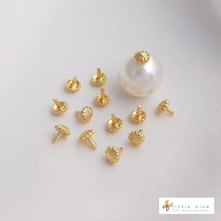 10 Phích Cắm Trang Trí Móng Tay 14K Hình Bông Hoa Bằng Đồng Mạ Vàng