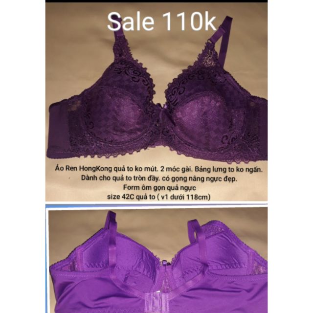 Áo ngực Ren Bigsize bảng lưng to Size 42C ( Màu Tím )