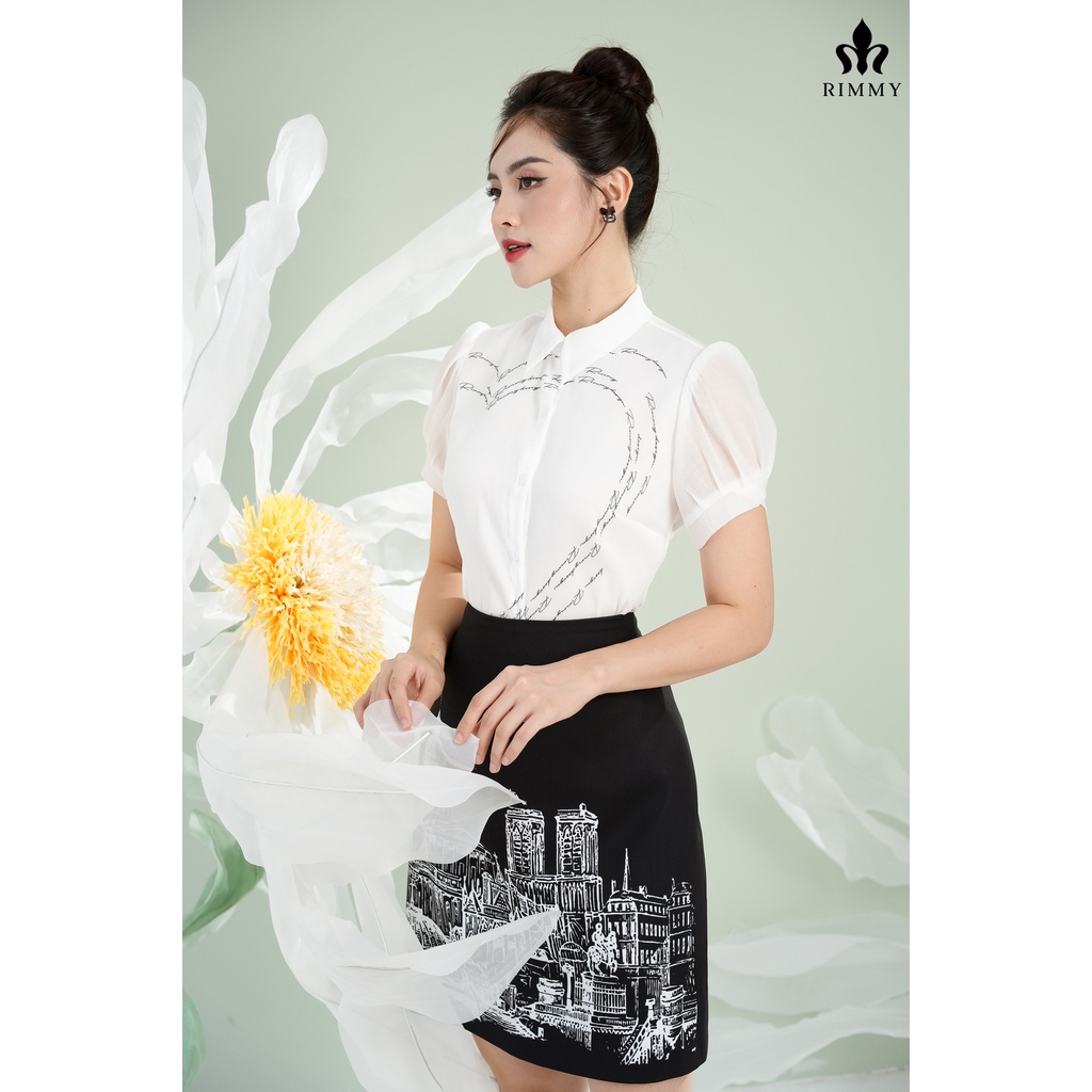 Áo Sơ Mi Họa Tiết Trái Tim Heri Shirt By Rimmy Phối Tay Tơ Thanh Lịch