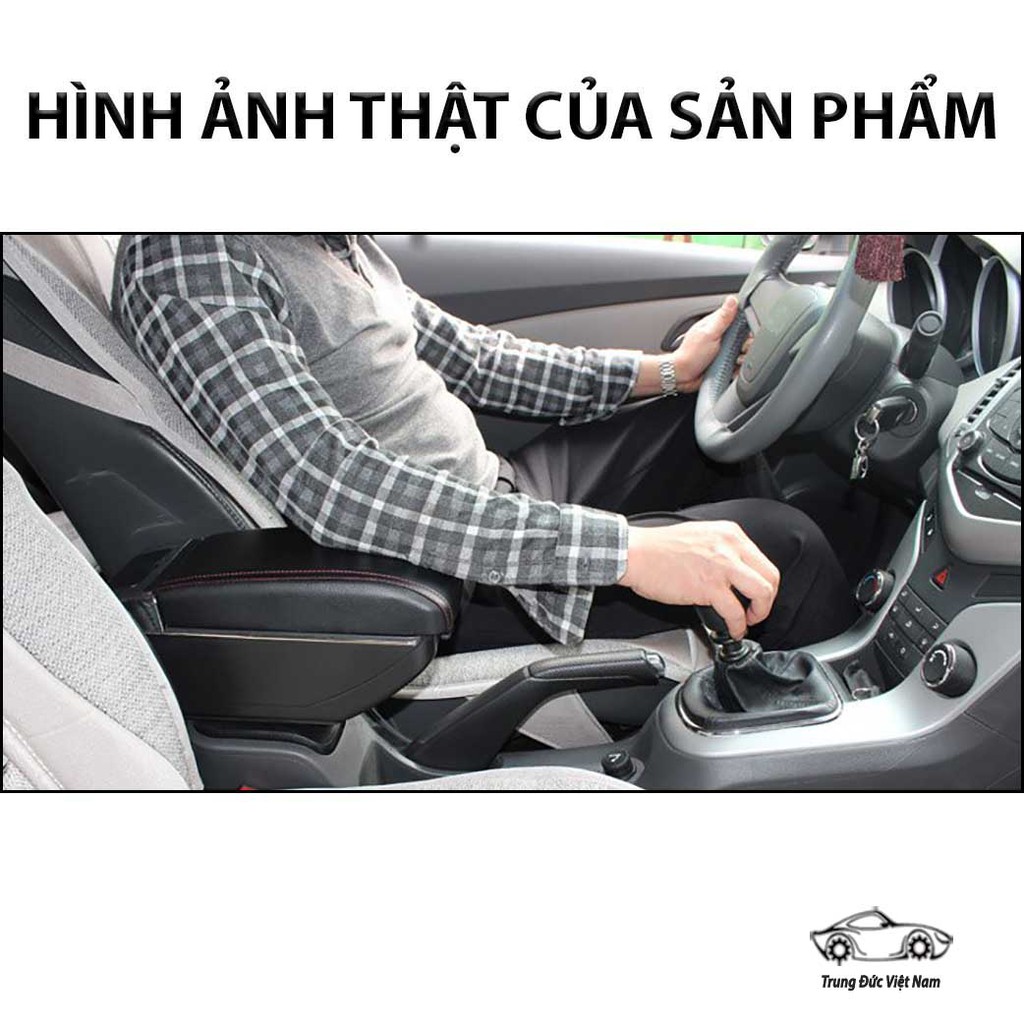 Hộp Tì Tay Xe KIA RIO - 7 Cổng USP, 2 Ngăn Đựng Đồ Tiện Ích - Quà Tặng Cây Thông Thơm Treo Xe