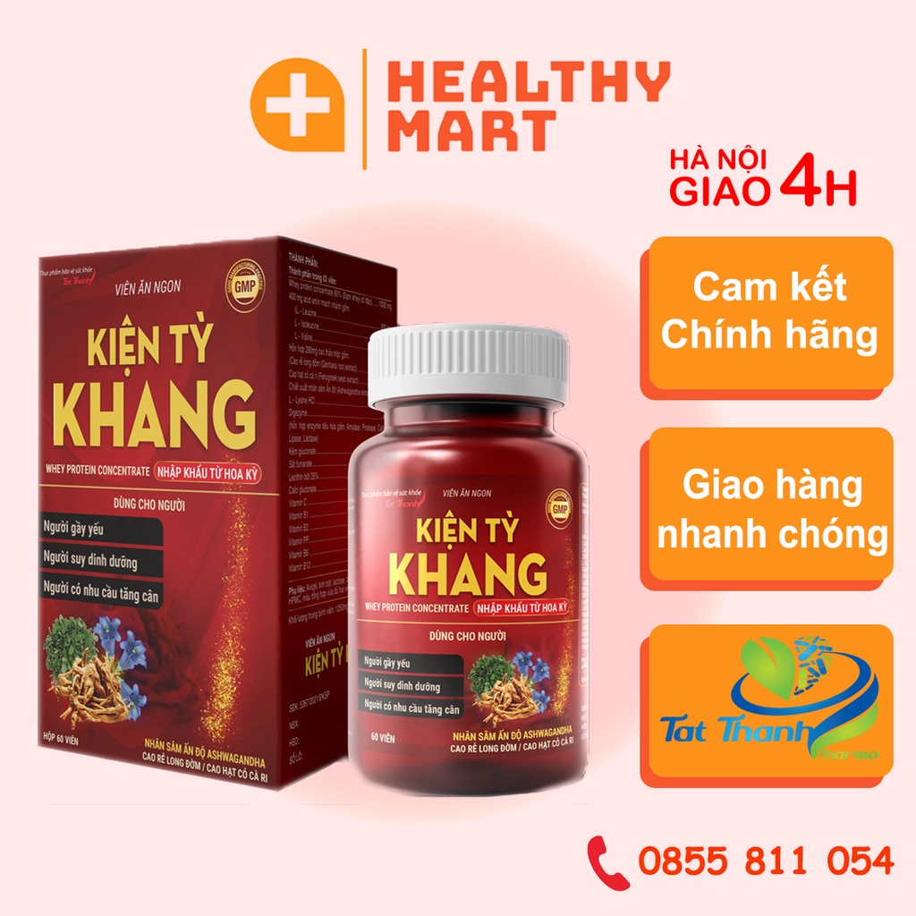 ✔️️️Viên Whey nhập khẩu Mỹ Kiện Tỳ Khang H60v - Giúp người ốm phục hồi sức khỏe - Bổ sung Nhân Sâm, đa Vitamin