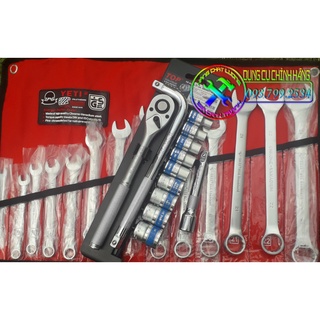 Bộ dụng cụ sửa xe chuyên dụng ( Bộ chìa khóa Yeti + Bộ tuýp Top) 26 món