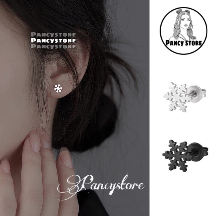 bông tai khuyên tai titan bông tuyết nhỏ