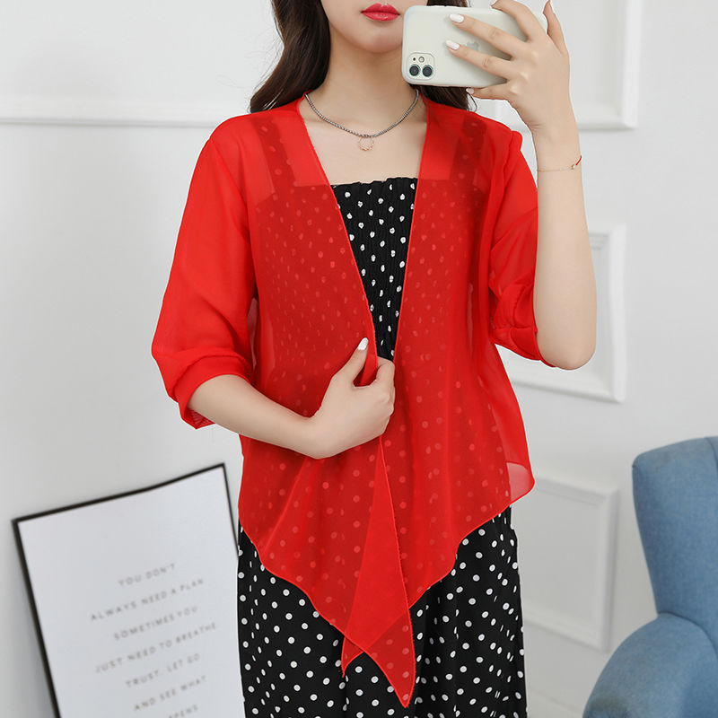 Áo Khoác Cardigan Chiffon Mỏng Dáng Ngắn Thời Trang Mùa Hè Cho Nữ