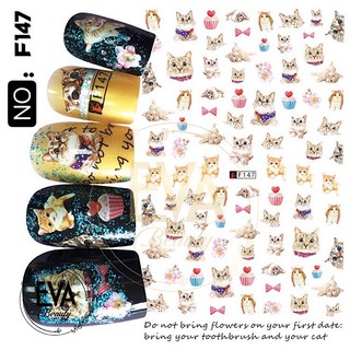 Decal Dán Móng Tay 3D Nail Sticker Hoạ Tiết Mèo Con Đáng Yêu Cute Cat F147