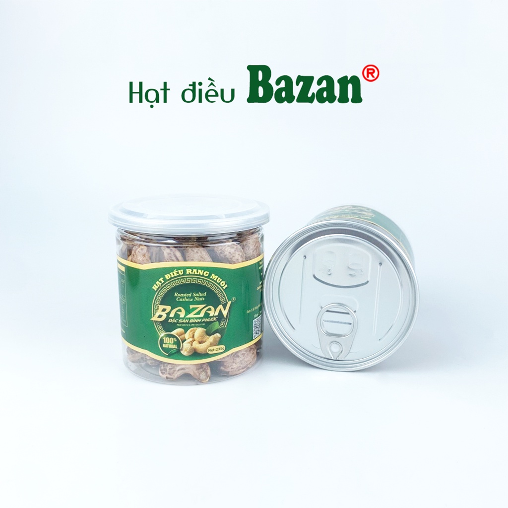 Hạt điều rang muối Bazan Bình Phước nguyên hạt dinh dưỡng A+ loại 1 hộp 235g nắp bật còn vỏ lụa | WebRaoVat - webraovat.net.vn