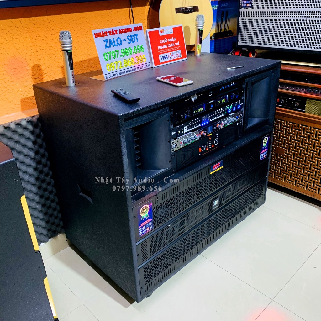 Thùng loa kéo điện bass đôi NT 1006 FX , Dàn âm thanh karaoke di động công suất lớn cao cấp