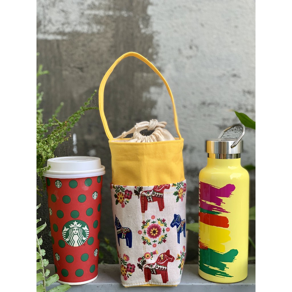Túi vải CANVAS đựng bình giữ nhiệt/ly giữ nhiệt/bình nước thiết kế độc quyền, tự may HANDMADE 100%!!!
