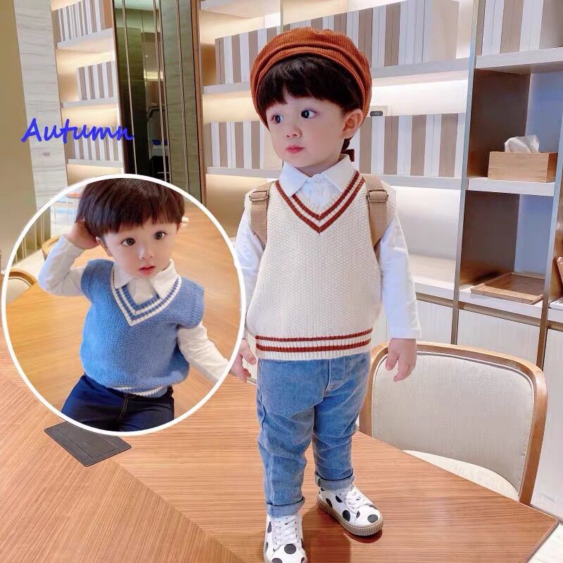 Áo len không tay thiết kế mới phong cách Hàn Quốc thời trang cho bé