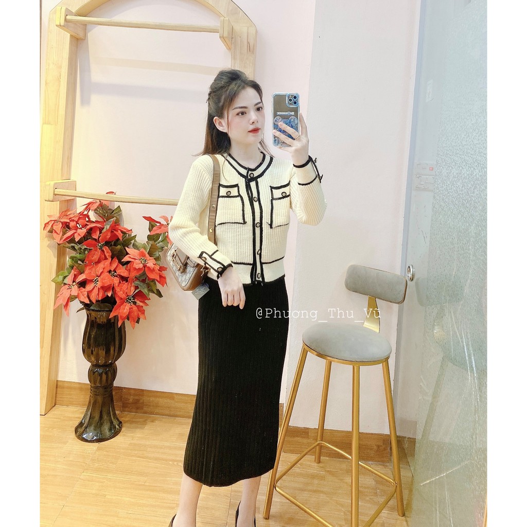 Áo len cadigan khuy phối viền siêu hot sang chảnh | BigBuy360 - bigbuy360.vn