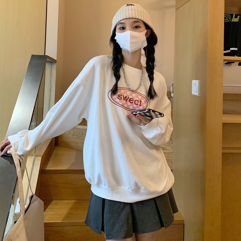 Áo Sweater Tay Dài Cổ Tròn Form Rộng Thời Trang Trẻ Trung