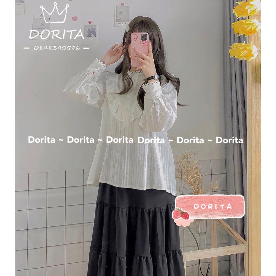 [Mã FAMAYWA giảm 10K đơn 50K] Áo sơ mi trắng viền bèo, Áo sơ mi ullzang viền bèo - Dorita Boutique | BigBuy360 - bigbuy360.vn