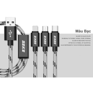 Dây cáp sạc đa năng 3 trong 1 (Lightning - Micro USB - Type-C - Loại cực tốt)