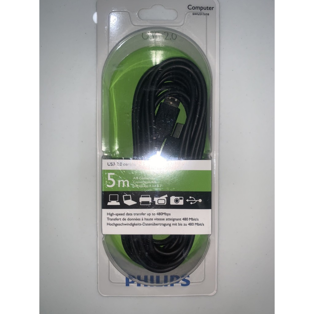 Cáp USB in Philips 2.0 1.8m SWU 2112/10 , 3m SWU 2113/10 , 5m SWU 2115/10