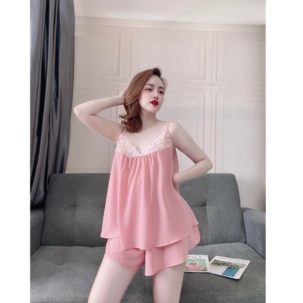 Đồ ngủ nữ❣️FREE SHIP❣️Đồ ngủ sexy lụa Chiffon phối Satin cao cấp mềm mại xinh xắn | BigBuy360 - bigbuy360.vn