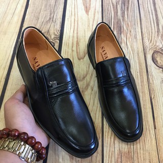 Giầy nam trung niên ông già da BÒ mềm đen đế cao su ( chất store )