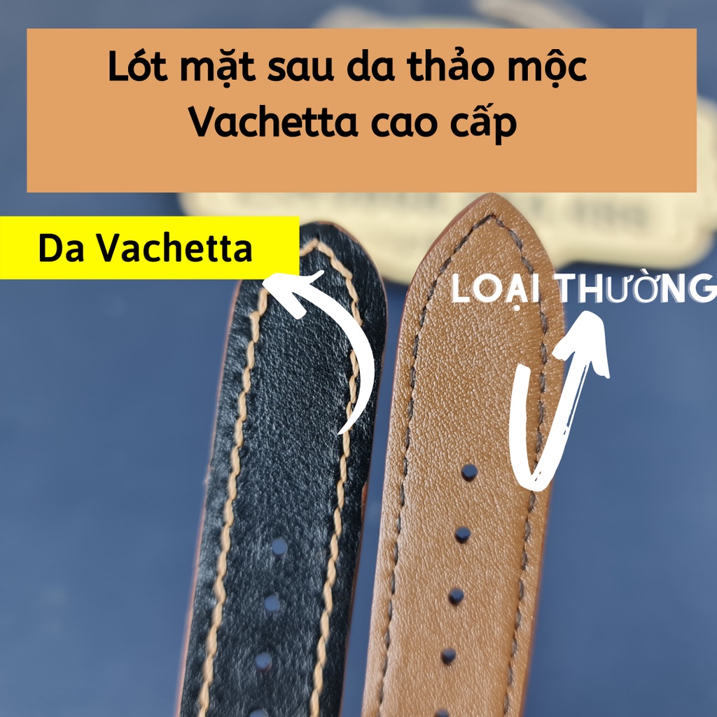 Dây đồng hồ da đà điểu-khâu tay thủ công D42 size 18mm, 20mm, 22mm VNSTRAP