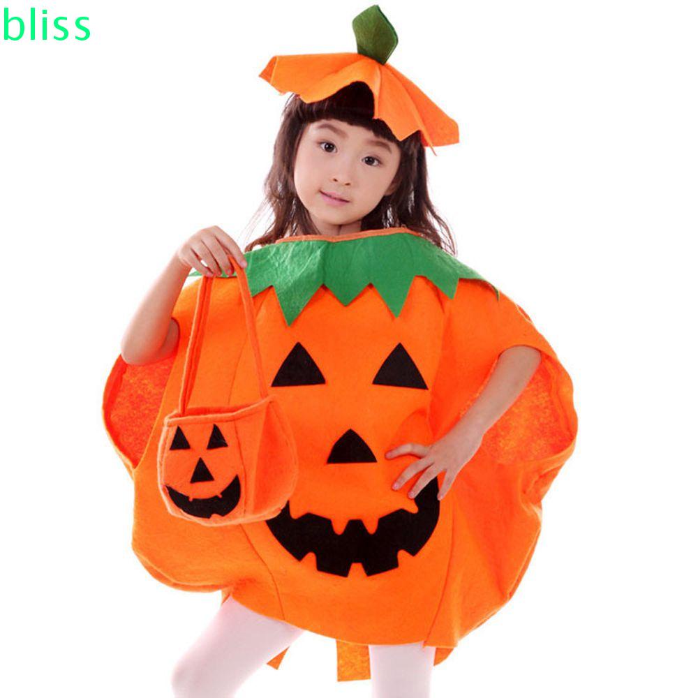 Trang Phục Hóa Trang Halloween Hình Bí Ngô Sáng Tạo Kèm Nón Và Túi Đựng Cho Bé