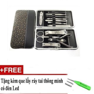 Bộ Cắt Móng Tay 12 Món Tiện Dụng + Tặng Kèm Đèn Lấy Ráy Tai Có Đèn