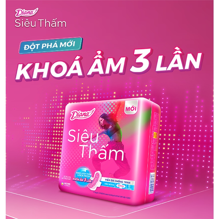 [CHE TÊN] Băng Vệ Sinh  Siêu Mỏng Siêu Thấm Có Cánh Siêu Mát Diana Sensi Cool Fresh 8 Miếng - Khongcoson