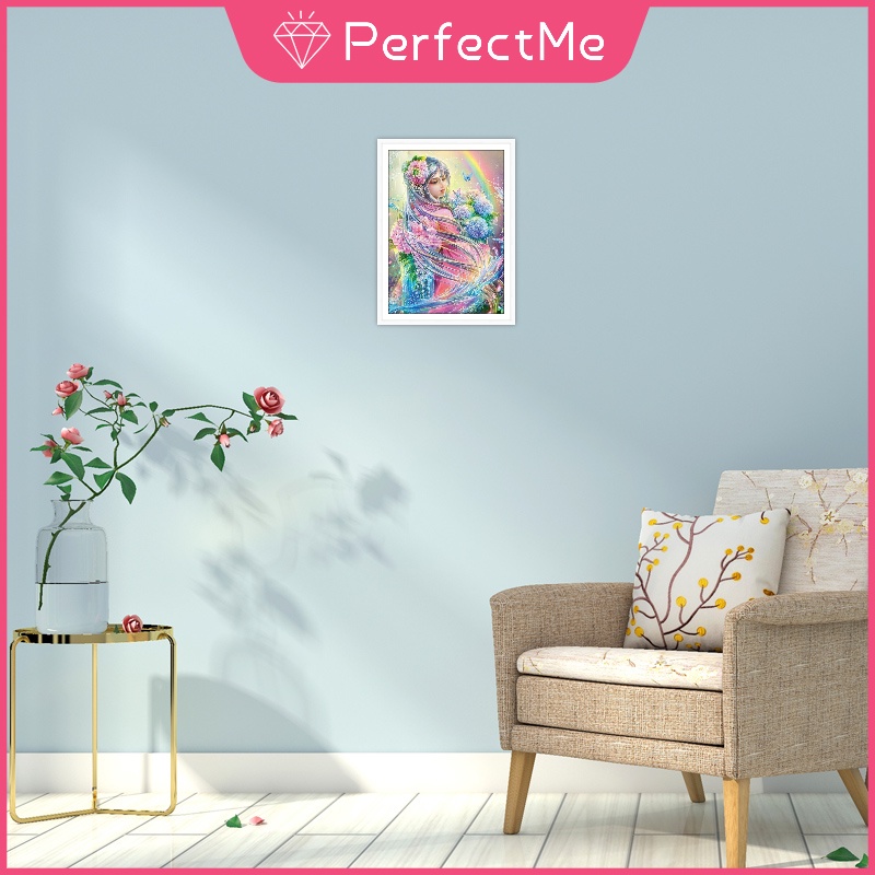 Bộ tranh đính đá 5D tự làm hình cô gái hoạt hình trang trí tường